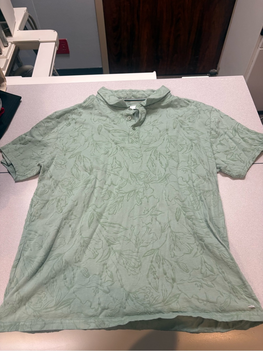 Men's Light Green Floral Polo Shirt